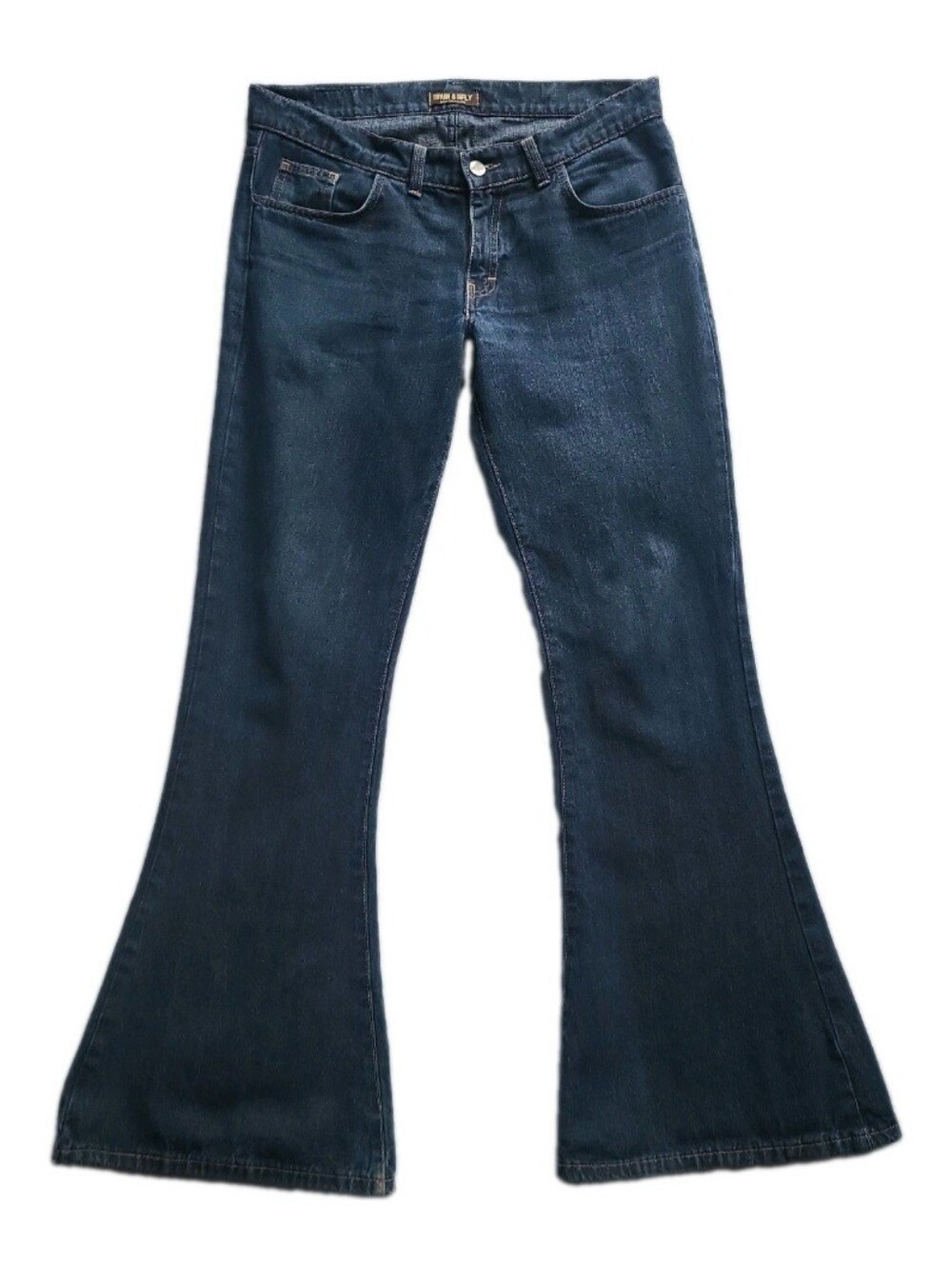 Vtg Run & Fly Jeans 32R (34x31) Blue Denim Bell Bottom Flared Retro Hippie UK